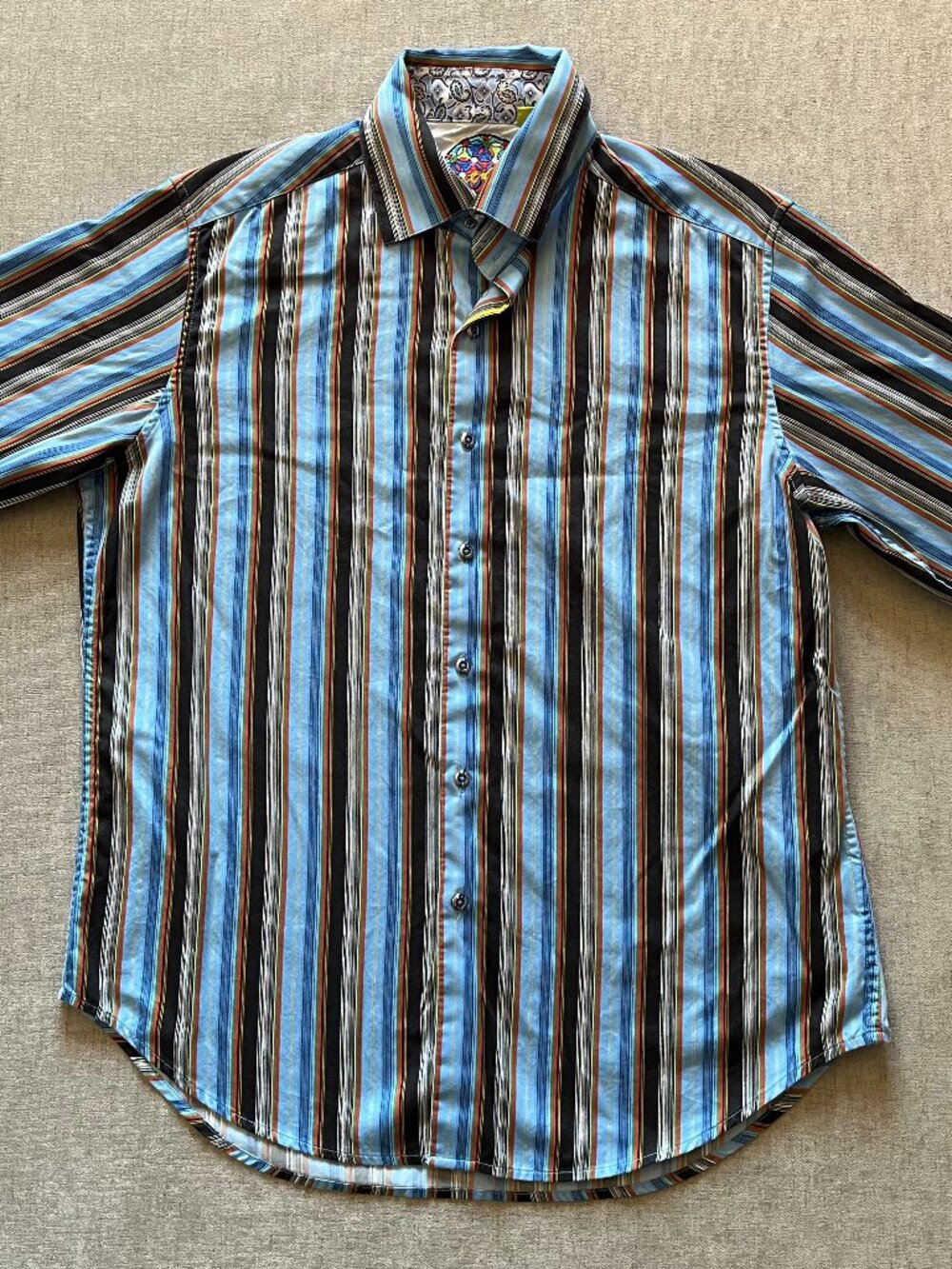 Robert Graham Classic Fit Button Up Shirt Men L Blue Striped Business Casual